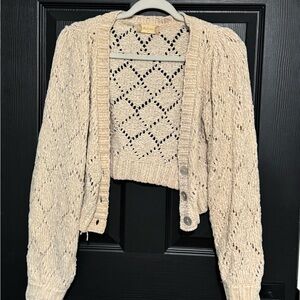 Altar'd State Cream Openwork Cardigan